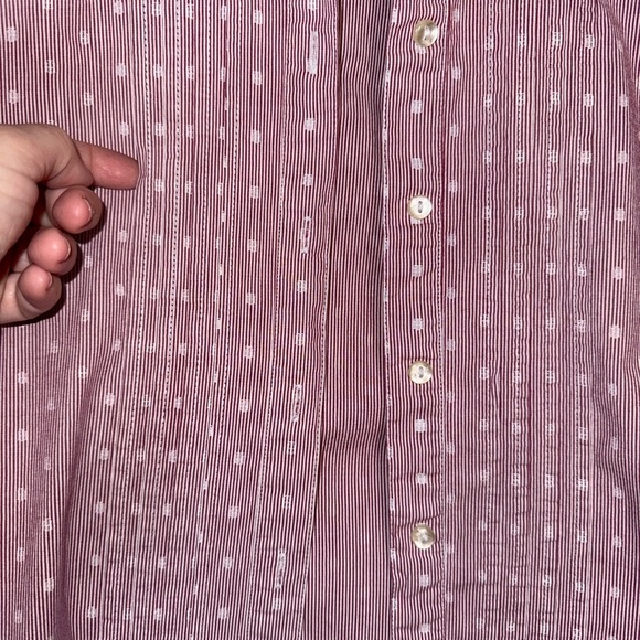 Tommy Hilfiger Stretch Size XS Pink Polka Dot Long Sleeve Fitted Dress Shirt - Picture 10 of 12